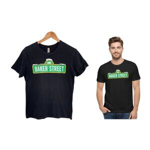 Baker Street Snow T-Shirt Men Small Black Street Sign Logo Tee Green Skateshop